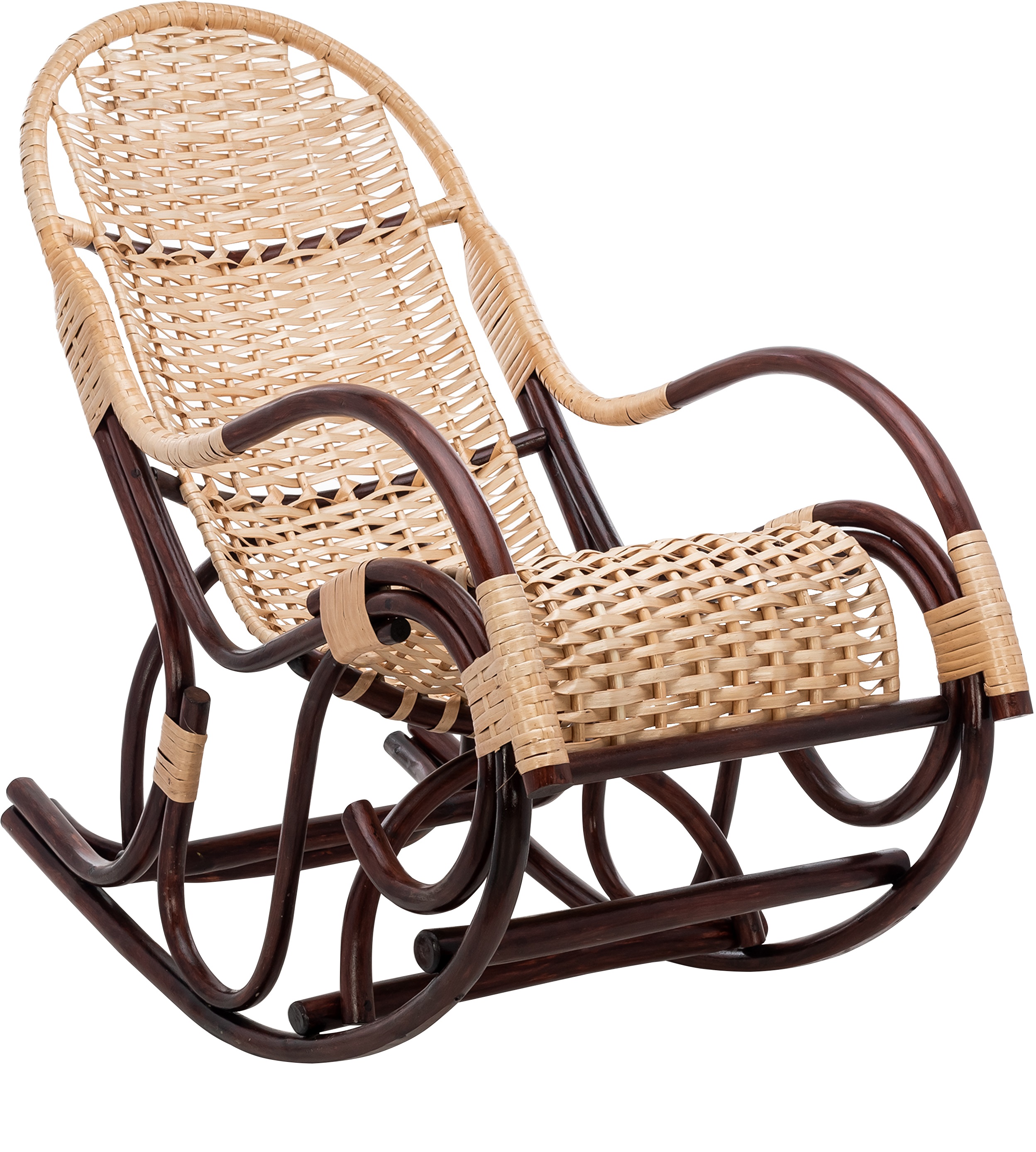 Кресло-качалка плетеное из ротанга и лозы Усмань Орех/Ивовая лоза