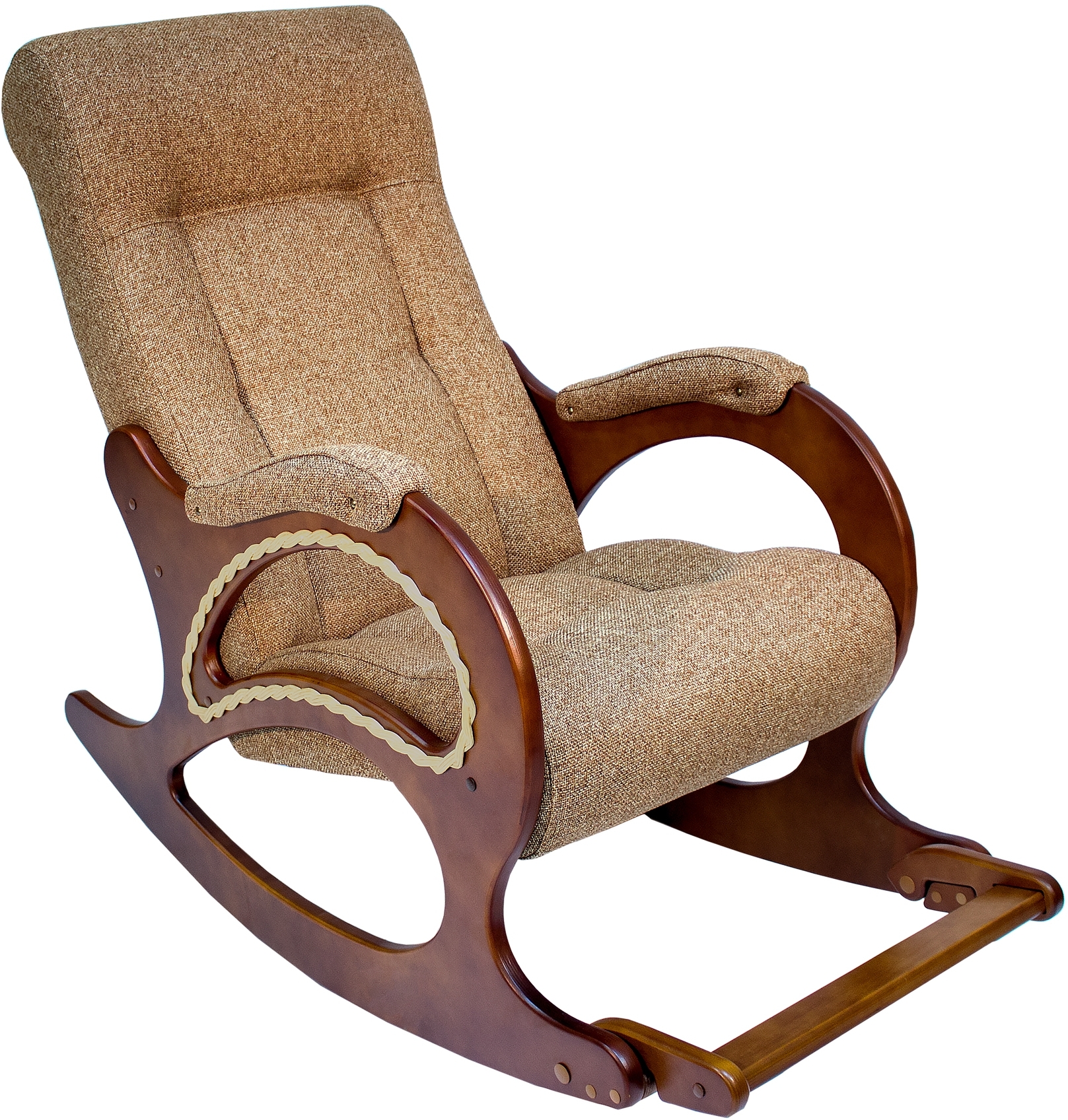 Кресло-качалка с подножкой модель 44 Орех с лозой Мальта 17